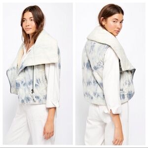 Free People Just A Little Vest In Beyond Belief Denim Wash Puffer Shearling